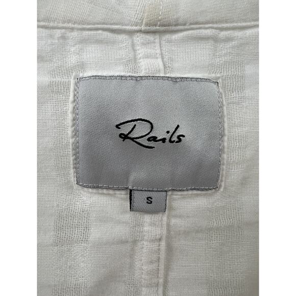 Rails Women's Short Sleeve Thea Powder Neck Blouse Cropped White Size Small - Picture 4 of 8